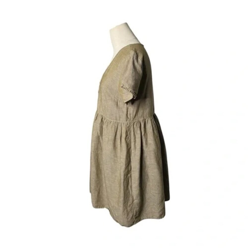 MADEWELL LINEN BUTTON FRONT BABY DOLL DRESS AL713 - Small - Picture 4 of 7